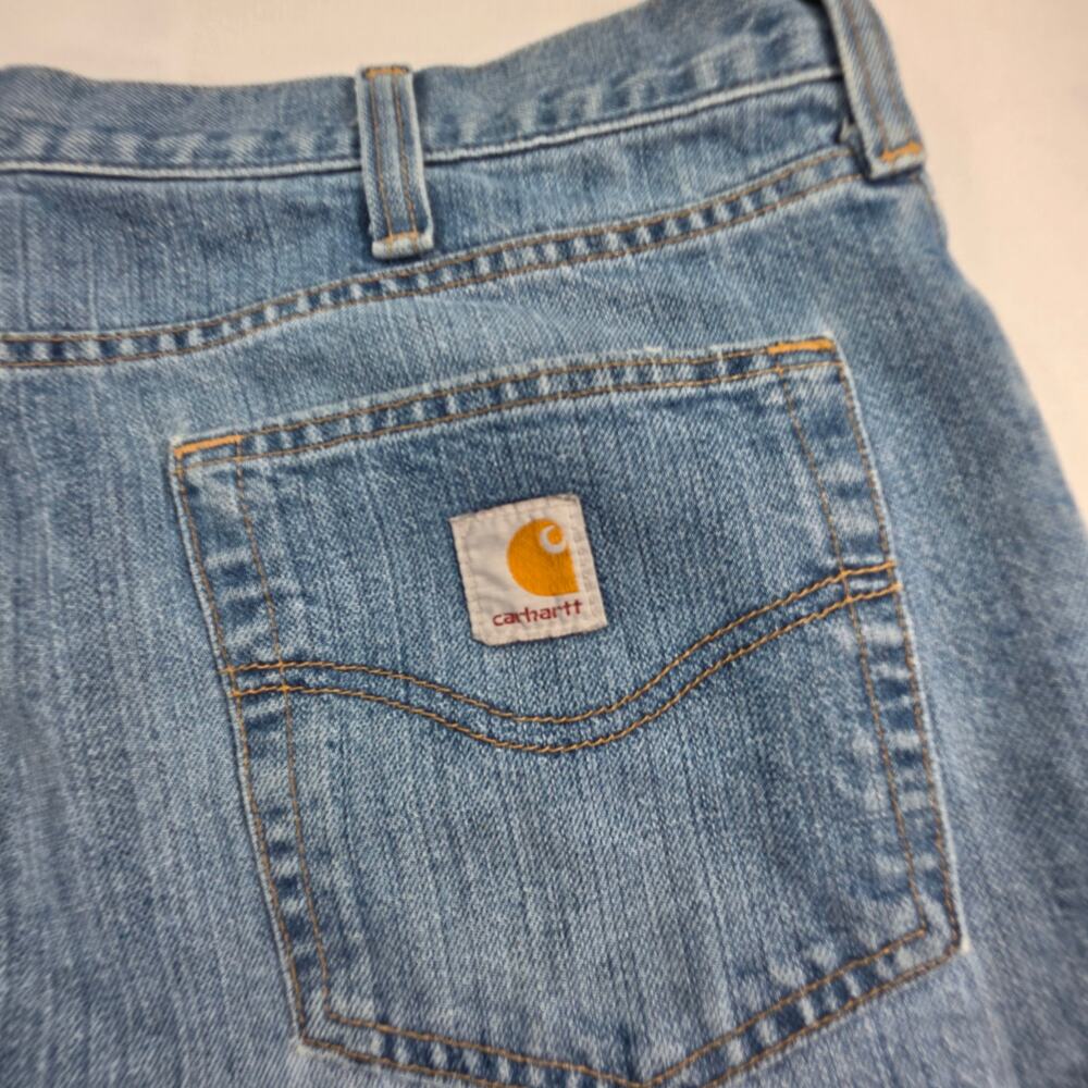 Carhartt Relaxed Fit Jeans Mens 38x30 Light Wash Distressed Workwear Denim Pants - Picture 12 of 14